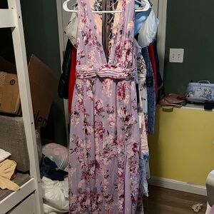 Floral Sleeveless Maxi Dress with Slit in Leg